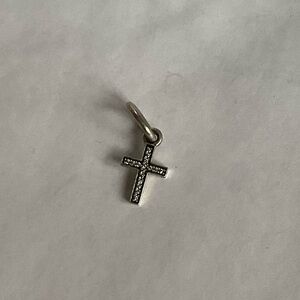 Pandora Silver Cross Charm with Clear Accents